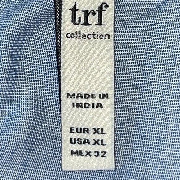 ZARA Embroidered BOHO Peasant Top Blue Floral Pom Poms Beaded Puff Sleeves  XL - Picture 10 of 11